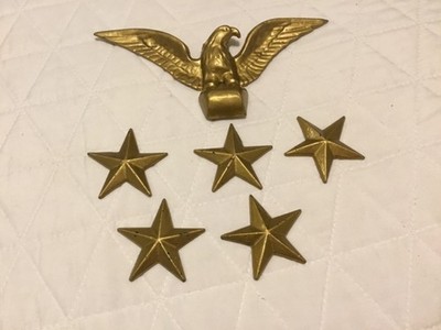 Eagle & 5 Stars Wall Decor Gold  Metal 7'' Wing Span 2'' Stars Vintage Farmhouse