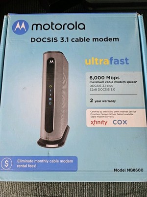 Motorola MB8600 Cable Modem Ultra-Fast DOCSIS 3.1 Plus 32x8 DOCSIS 3.0