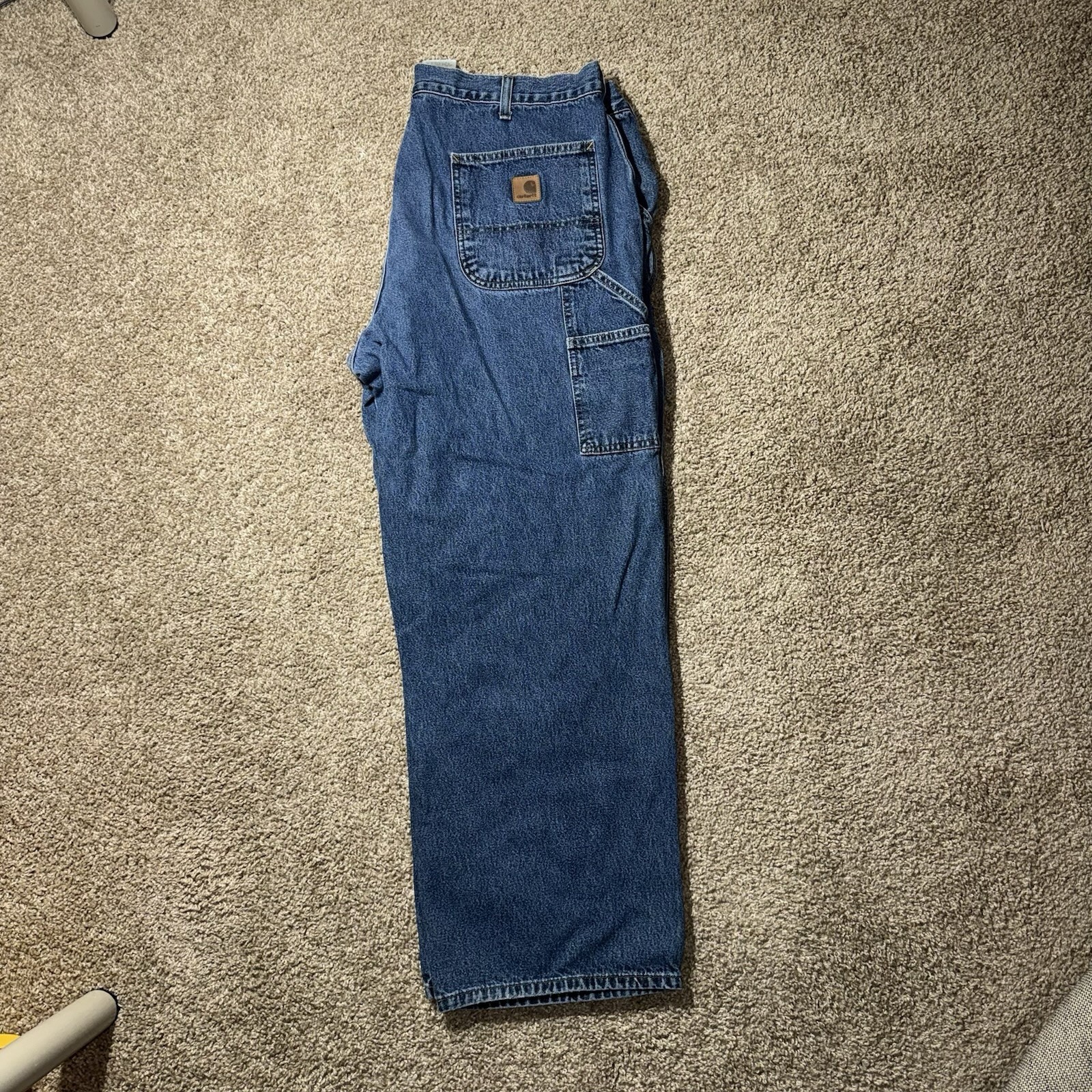 Carhartt Men's Work Pants B13 DPS Carpenter Denim Original Fit Blue 40x30 thumbnail 3