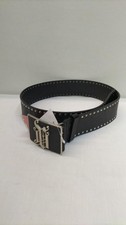 Gianni Versace Black Made In Italy Y2K Gothic Logo Buckle Belt