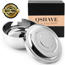 QSHAVE Stainless Steel Shaving Bowl with Lid 4 1 Count Pack of 1 , Silver