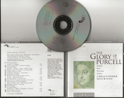 PURCELL The Glory of cd 1995 Emma Kirkby Christopher Hogwood Bott Bowman Deller