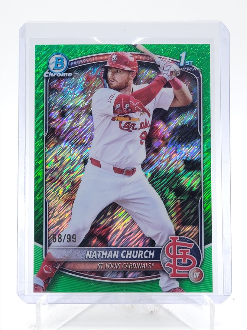 NATHAN CHURCH 2025 BOWMAN CHROME 1ST GREEN SHIMMER REFRACTOR /99 Q4496