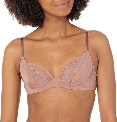 Pretty Polly Women's Naturals Non-Padded Plunge Bra, Pink (Woodrose), 36C