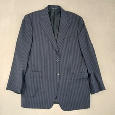 Canali 52 42R Mens Sport Coat Suit Jacket Navy Pinstripe 20x31 FLAW