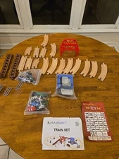 Wooden Train Set for Toddlers, 52Pcs Train Toy with Railway Track for Kids, W...