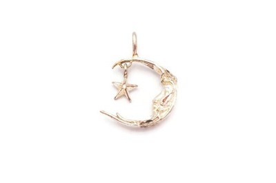 Sterling Silber 925 Mann im Mond Stern Anhänger Gelenk