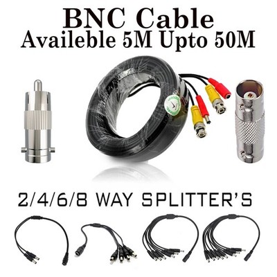 Hikvision Dahua Swann CCTV BNC Video Stromkabel 5m-50m & 2/4/6/8 Wege Splitter