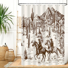 Western Cowboy Shower Curtain Cactus Farmhouse Country American Wild  Cowboy Rid