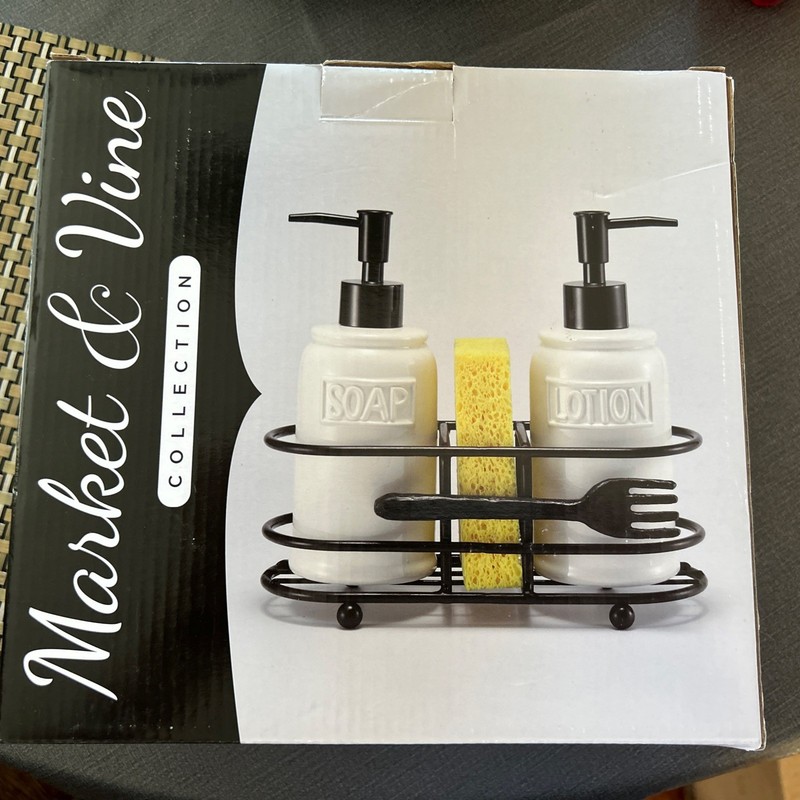 Market And Vine Ceramic Dispenser And Metal Rack