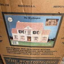 Vtg Wood DOLL HOUSE KIT Worthington BY ARTPLY CO. Complete In Box Starte...