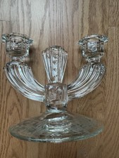 Vtg Tiffin Glass Double Candlestick Candelabra Art Deco Like In Vampires Diaries