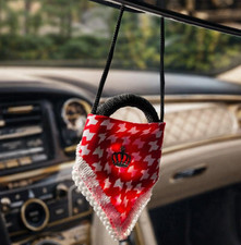 Handmade Jordanian Shemagh Red White Kufiya Hanging Car/Home Decore
