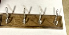 Wood Hanger Coat Rack 6 Metal Hooks Hangers Made In India 22x5 NEW