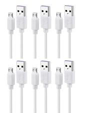 6 Pack Universal 3ft Micro USB Cables High Speed USB Sync Charge Cords White