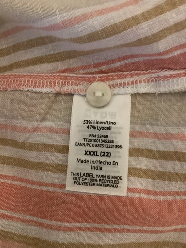 TIME AND TRU CAMICIA SMANICATA CON BOTTONI STRISCIA CAMPANA CORALLO Tg 3XL* - Foto 7 di 10