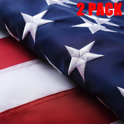 2 PACK American US Flag Heavy Duty Nylon Double Stitching Embroidered USA Flags