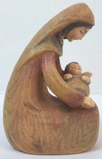 VTG Nativity - ROMAN, INC - Wood-Look Carved Resin Contemporary - MARY JESUS