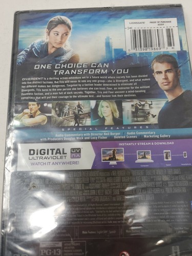Divergent (DVD, Digital UV, Full Screen) BRAND NEW SEALED - Picture 4 of 5