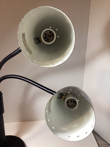 Double Gooseneck Metal Lamp Flexible Reading Art Deco Lamp Works 27” Heavy Vtg. - Picture 15 of 18