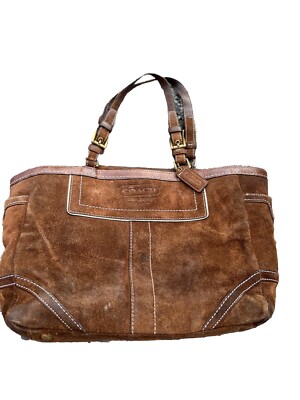 Coach Leather Tote Bag - Purse/Satchel Brown Suede In Fair