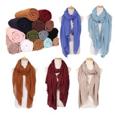 Women's Soft Cotton Scarf Plain Scarves Wrap Long Shawl Head Breathable Travel