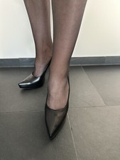 Original 1969 Plateau High Heels Echtleder schwarz, neu, Größe 39, ART 05