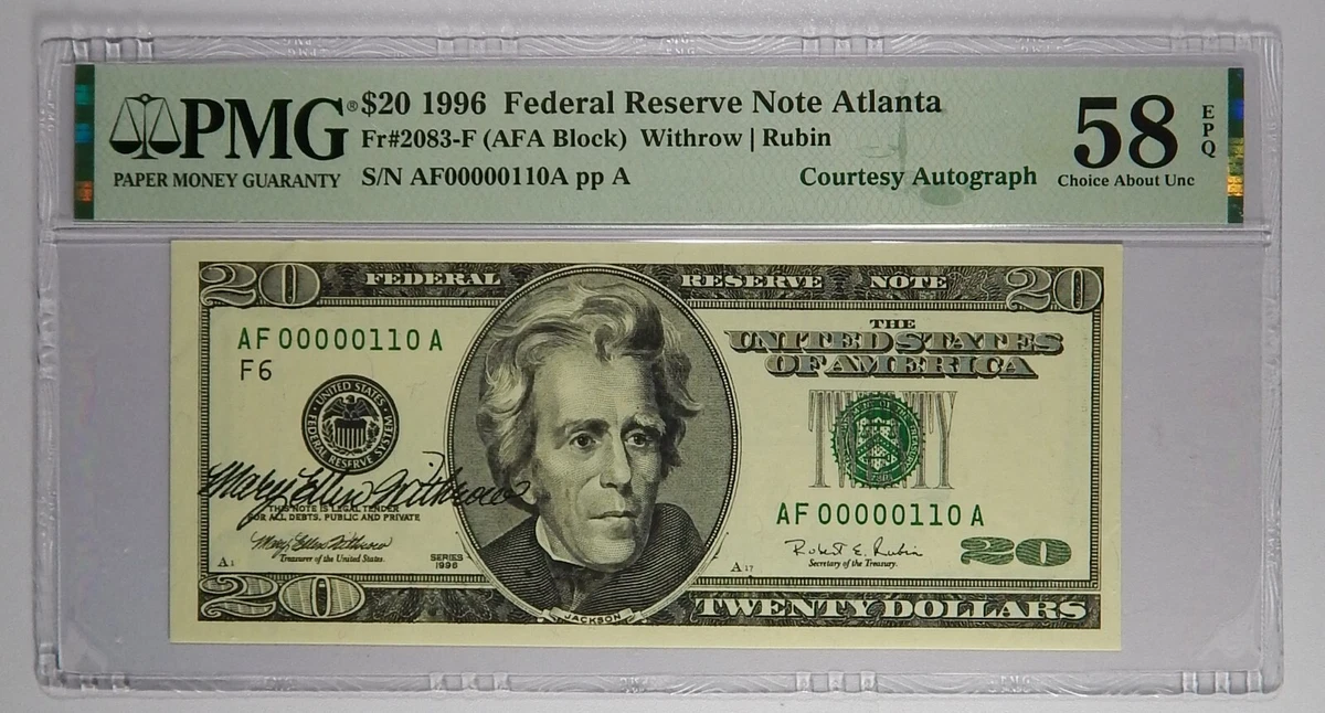 PMG $20 1996 US Federal Reserve Small Notes for sale | eBay