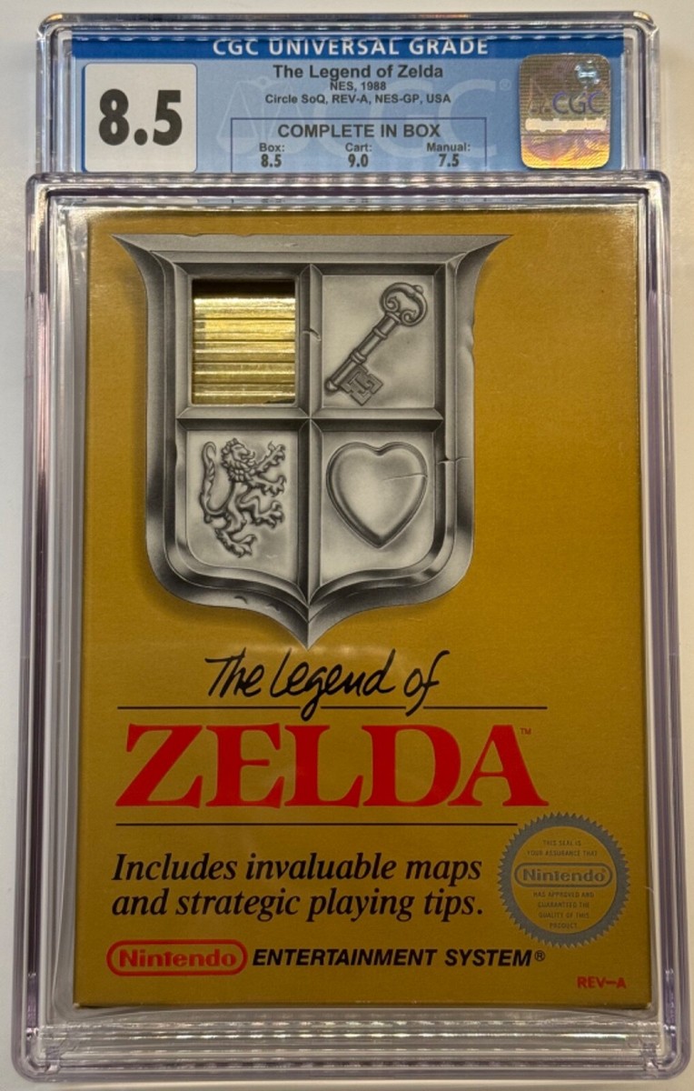 The Legend of Zelda CGC 8.5 CIB Circle Soq, Rev-A (NES, 1988