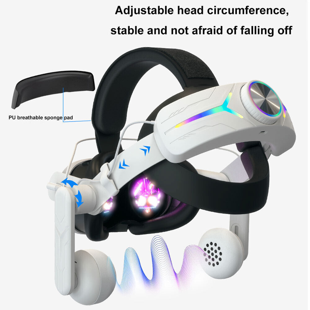 Adjustable RGB Elite Head Strap For Meta Quest 3 w/ 8000mAh