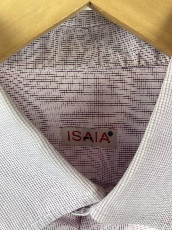 Camisa de vestir ISAIA Napoli rosa y blanca 16 33/34 Foto 3 de 3