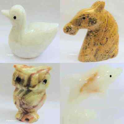1x Onyx Marmor Tier Delfin Ente Pferd Schwan Eule Stein Deko Ornament Geschenk