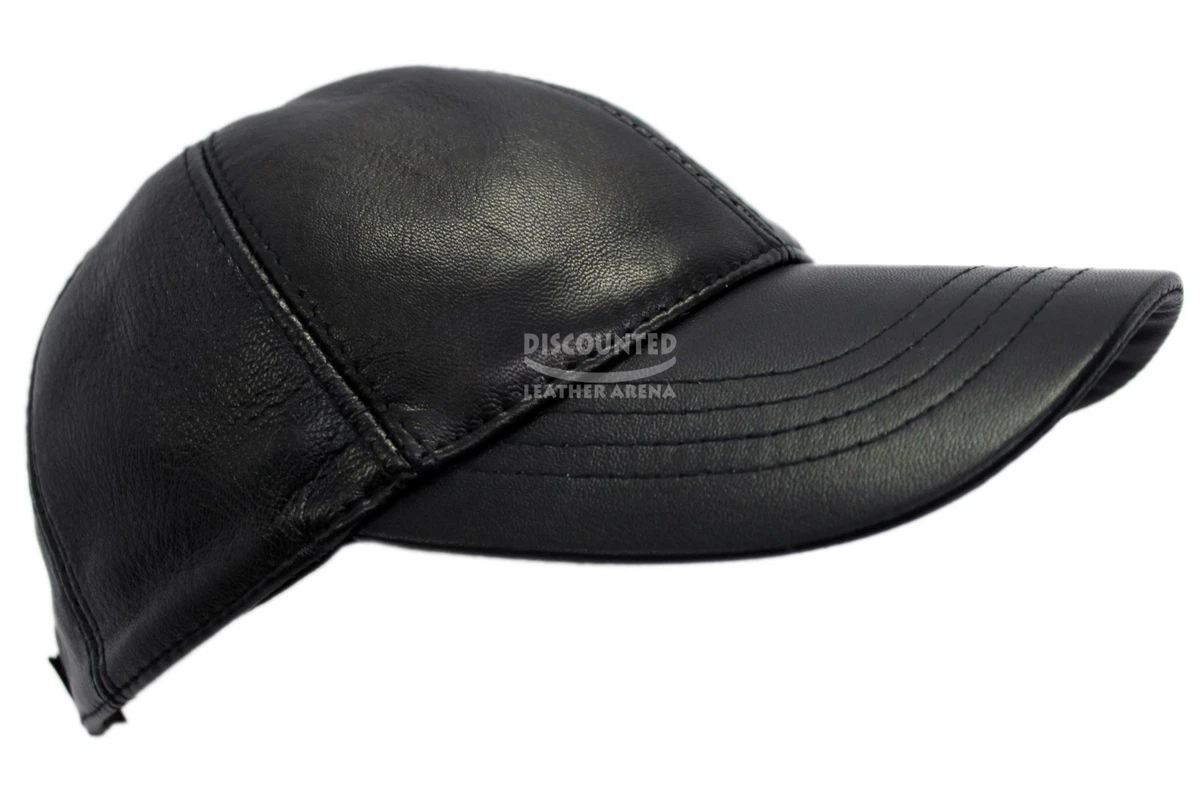 Black leather golf cap hotsell