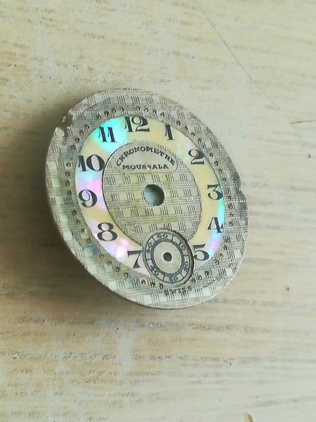 Art-deco watch dial for AS676, mother-of-pearl