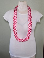 Red  White Graduation Lei Ribbon Lei with 4 Ribbons Birthday Ready2Ship