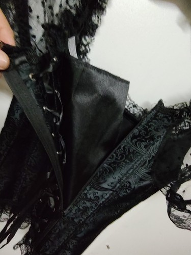 Black Lace Up Corset Women Bustier Shaper Waist Cincher Tops Lingerie M #MST - Picture 2 of 3