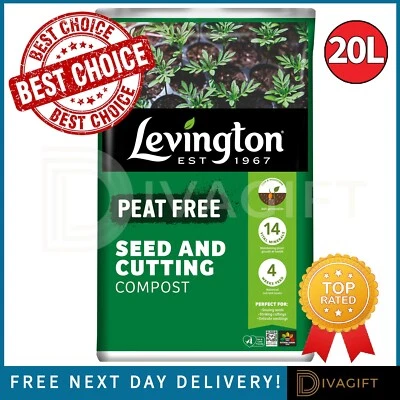 LEVINGTON SEED AND CUTTING COMPOST 20L PEAT FREE FOR SOIL SOWING SEEDLINGS NEW