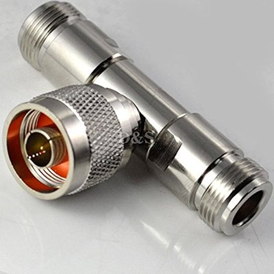 N Type Male Plug to 2 Double N Female Jack Triple T RF Adapter Connector 3 Way