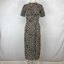 ASOS DESIGN - WOMEN'S 32 - TAN ANIMAL PRINT SHORT SLEEVE PENCIL DRESS