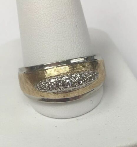 Men's Vintage 14K Two-Tone Ring with Diamonds Size 11.5 - Picture 1 of 11