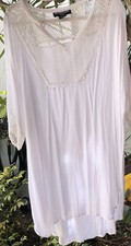Mix Nouveau Women SZ 1X White Rayon Flowing 3/4 Sleeve Beach Cover/Tunic ￼