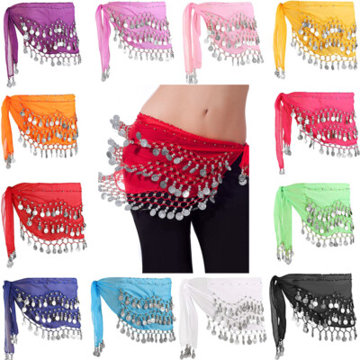 PRETYZOOM Belly Dance Hip Sjaal Vrouwen Chiffon Bengelen Bling Gouden