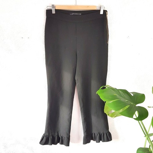 Zara Woman Frilly Ruffle Hem Black 