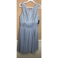 Jessica Howard Evening Gray Sleeveless LaceyTop Dress Size 14 NWT