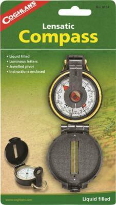 NEW COGHLAN'S 8164 LIQUID FILLED LENSATIC CAMPING COMPASS & CASE SALE 9812041