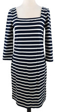 J. Crew Stripe Square Neck Knit Yoko Stripe Navy Ivory Dress Size 6 