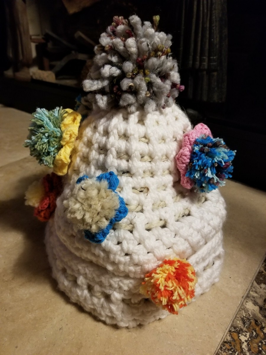 Womens Hand Made Crochet Beanie, Snow Hat with Pom-Poms Ski  display picture 2