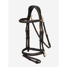 LeMieux Kudos Equestrian Horse Bridle: Cushioned Black/Brown Leather with D-Ring