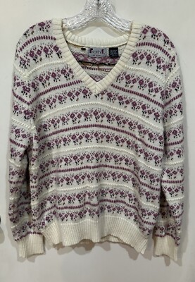 Priority 1 Lane Bryant Womens V-Neck Sweater Size46/US10 Lavender Floral Striped