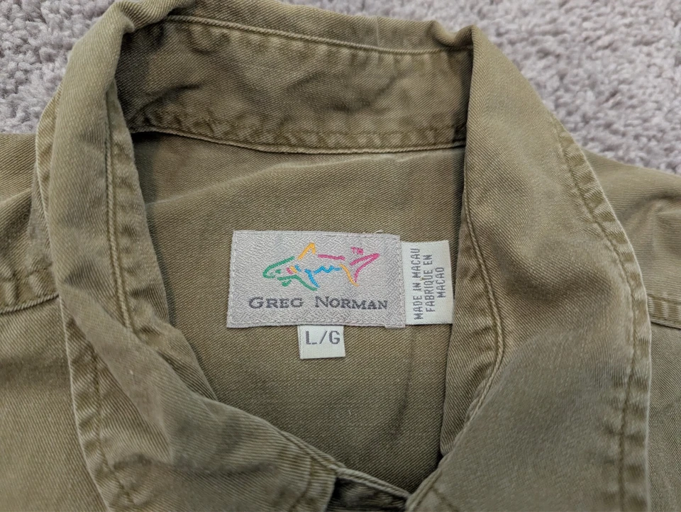 Camisa De Colección Greg Norman Abotonada Para Hombre Grande Verde Golf Exterior Foto 4 de 4